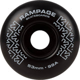 Rampage 99A 53mm Skateboard Wheels - Black/White