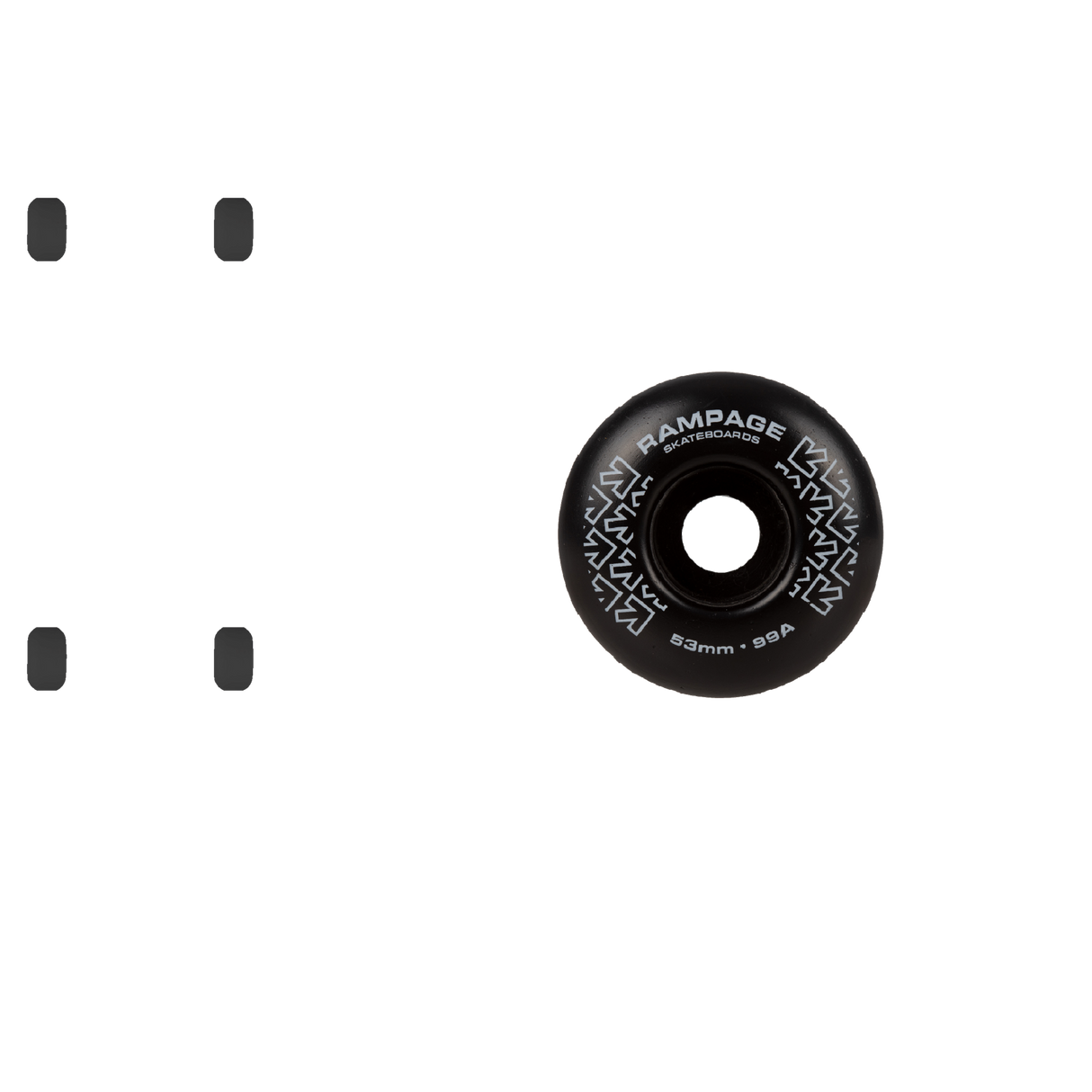 Rampage 99A 53mm Skateboard Wheels - Black/White