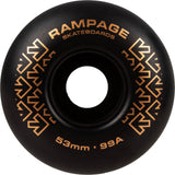 Rampage 99A Skateboard Wheels Black/Gold - 53 x 31mm