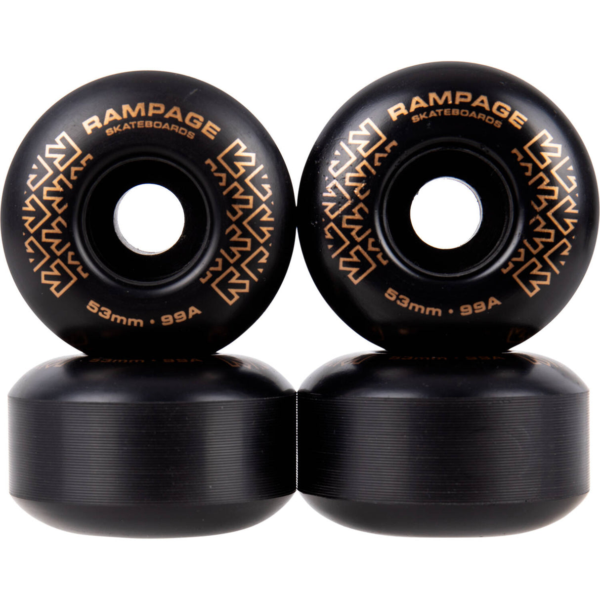 Rampage 99A Skateboard Wheels - Black/Gold 53 x 31mm