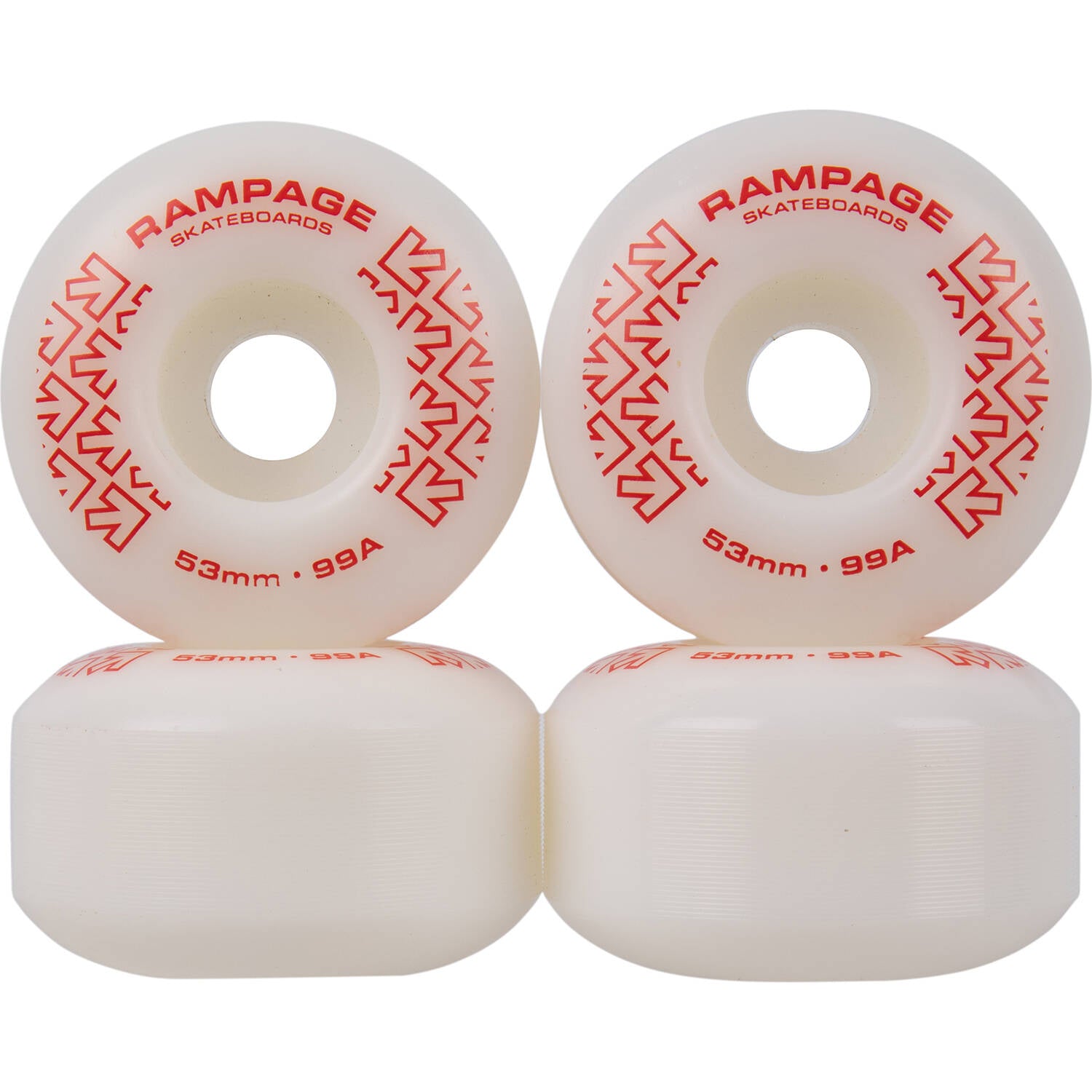 Rampage 99A Skateboard Wheels - White/Red 53 x 31mm
