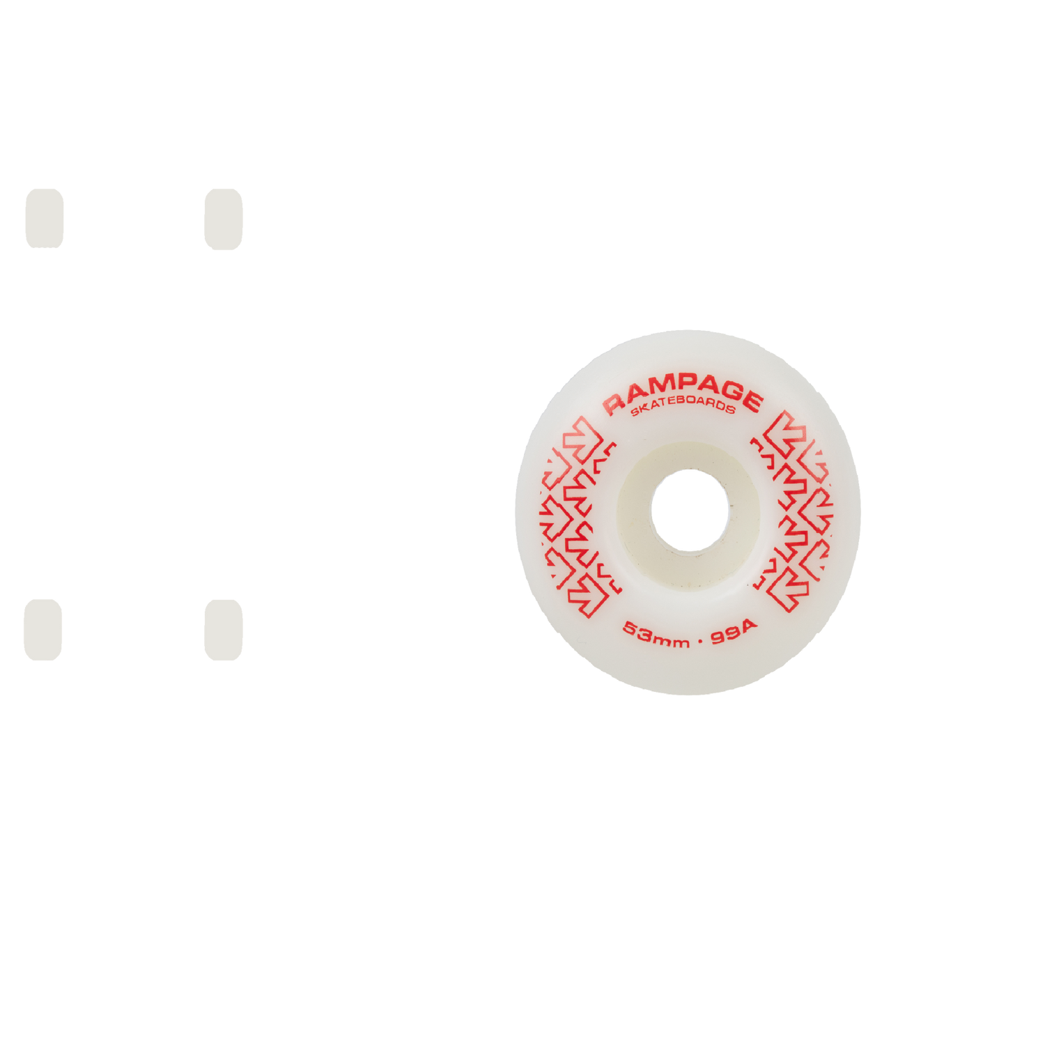 Rampage 99A 53mm Skateboard Wheels - White/Red
