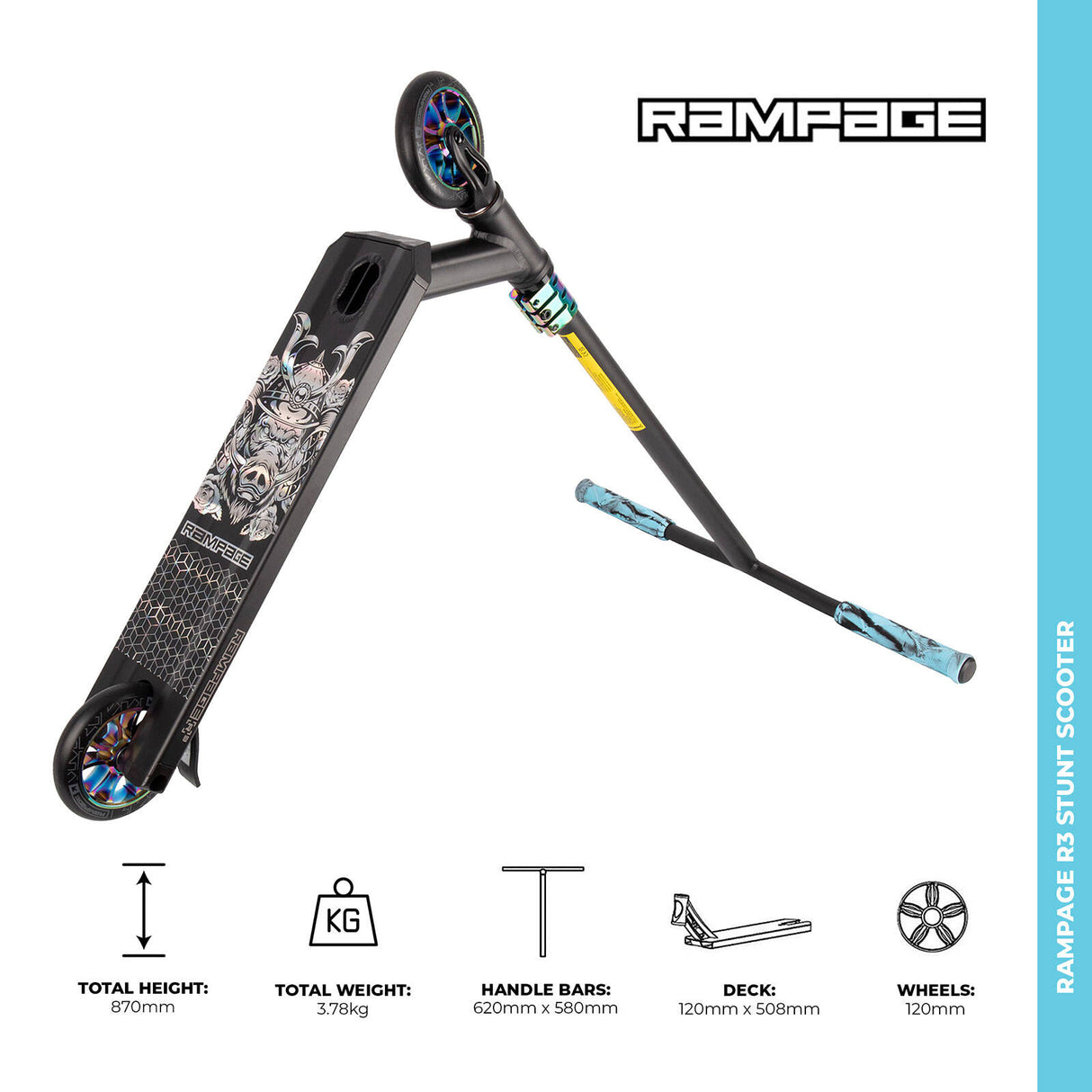 Rampage R3 2023 Complete Stunt Scooter - Black/Neochrome