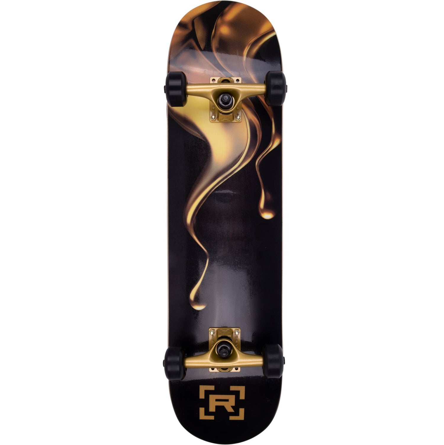 Rampage Liquid Gold Custom Skateboard - Black/Gold 8"