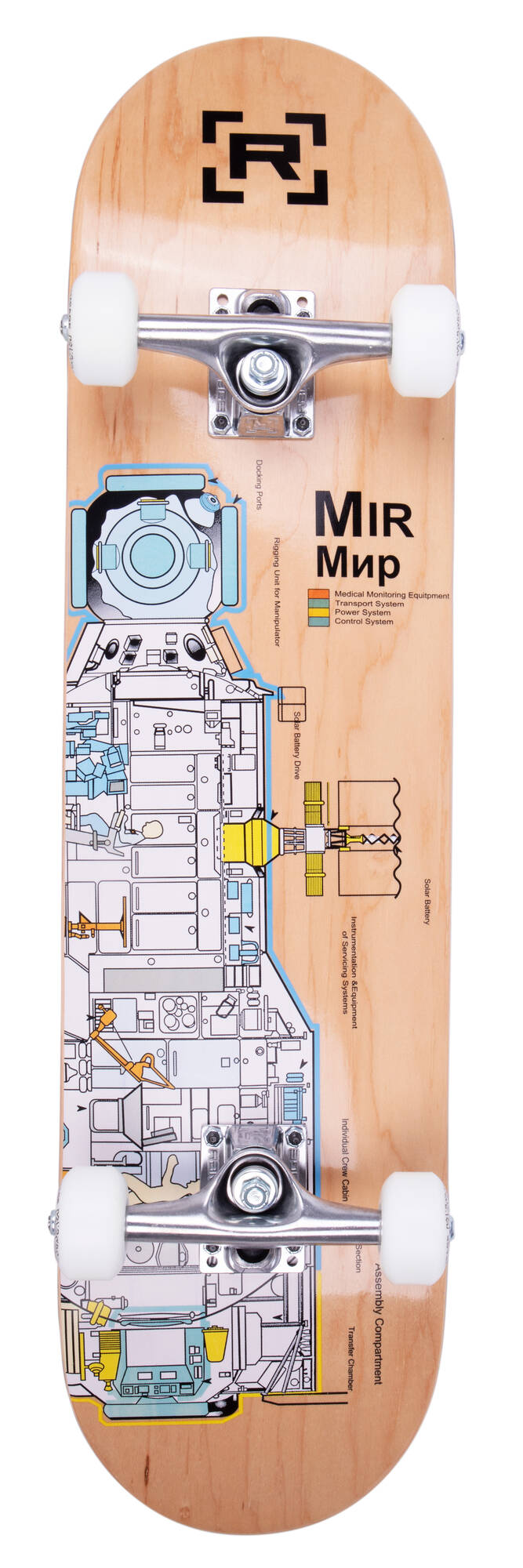 Rampage MIR Schematic Custom Skateboard - Natural 7.75"
