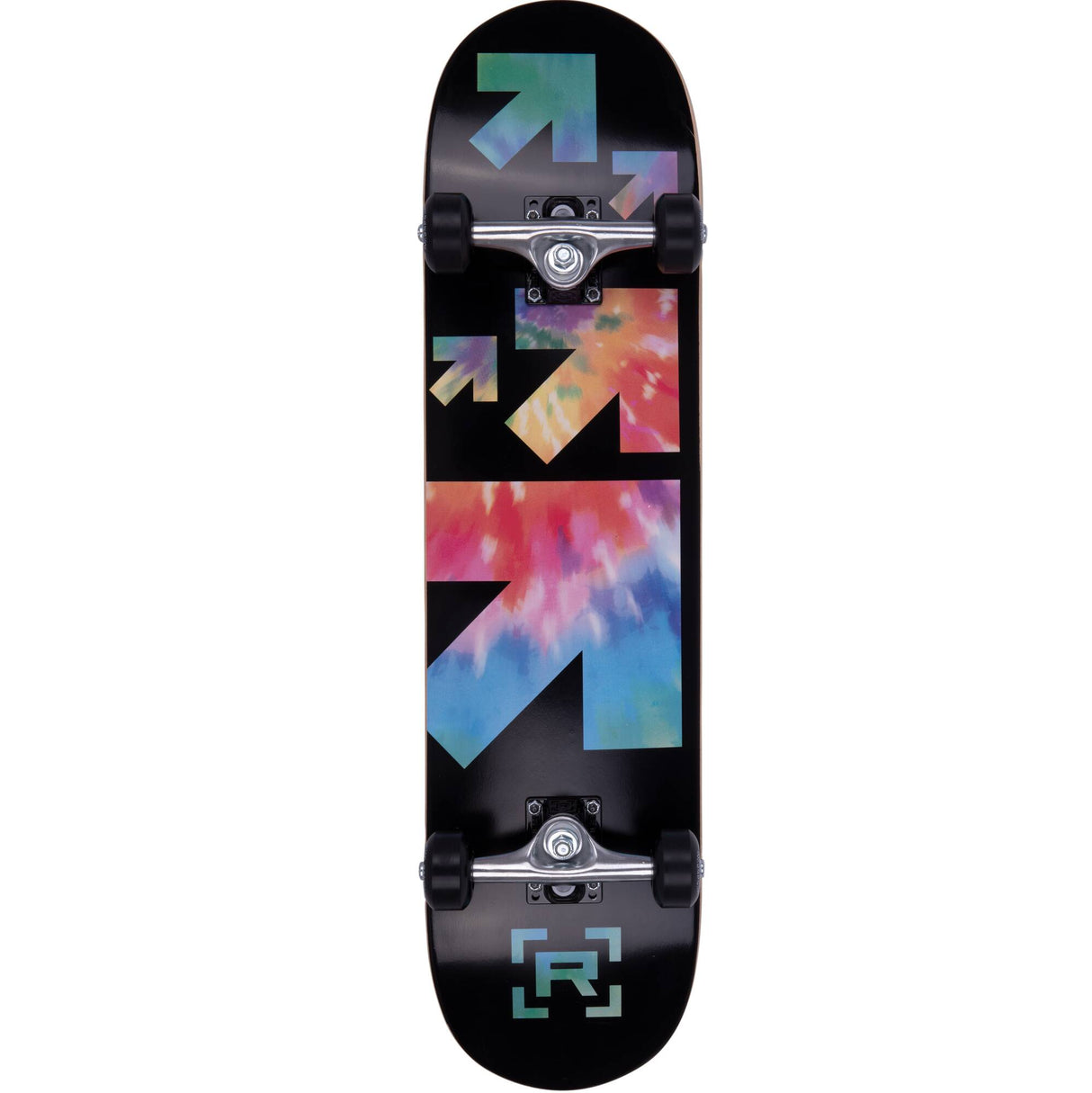 Rampage Tie Dye Arrows Custom Skateboard - Black/Multi 7.75"