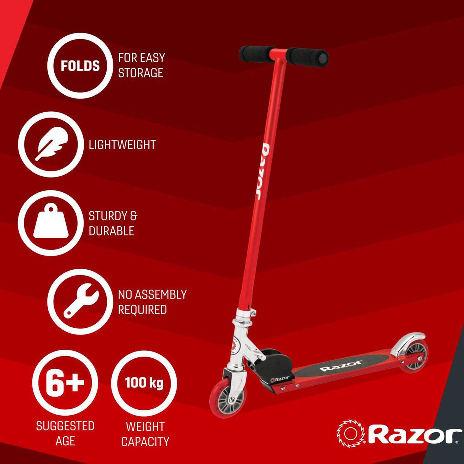 Razor S Sport Folding Scooter - Red