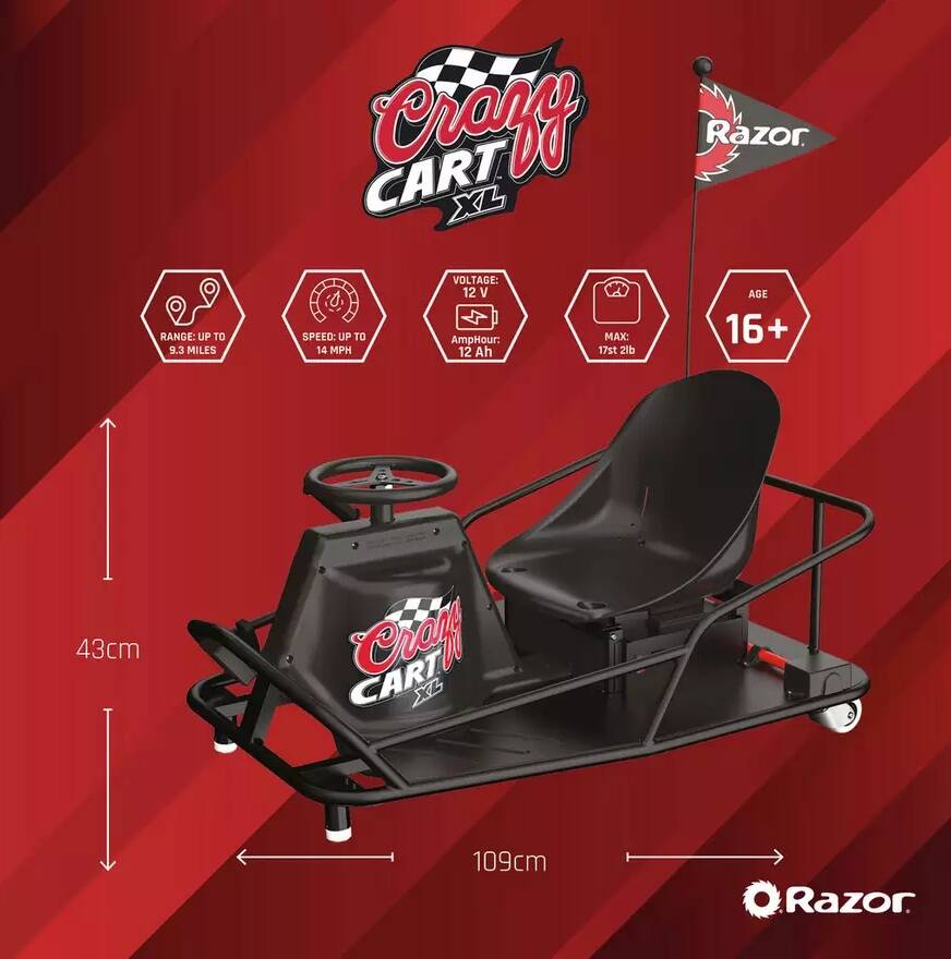 Razor Crazy Cart XL - Black