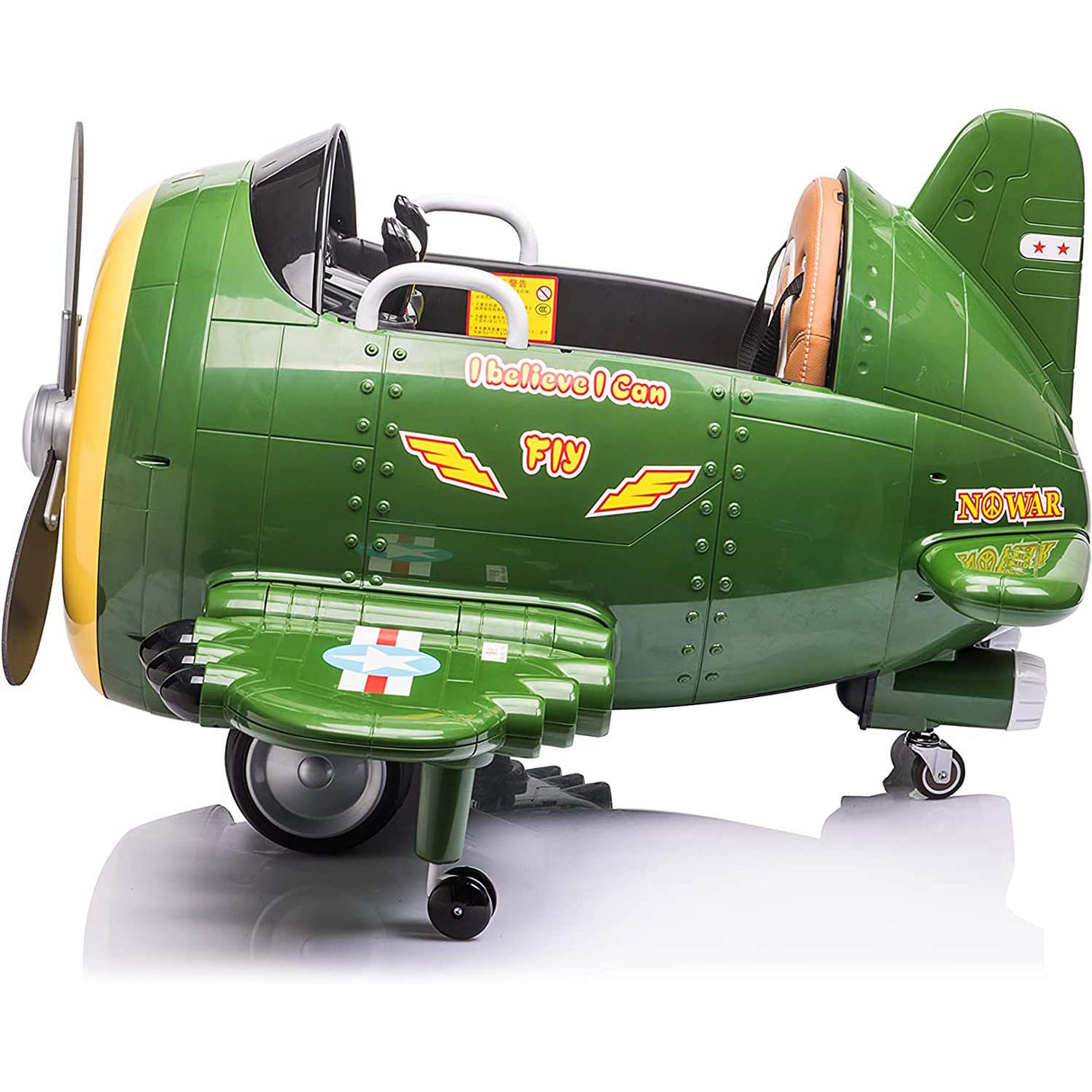 Ricco 360 Rotating Kids Electric Ride On Airplane - Green