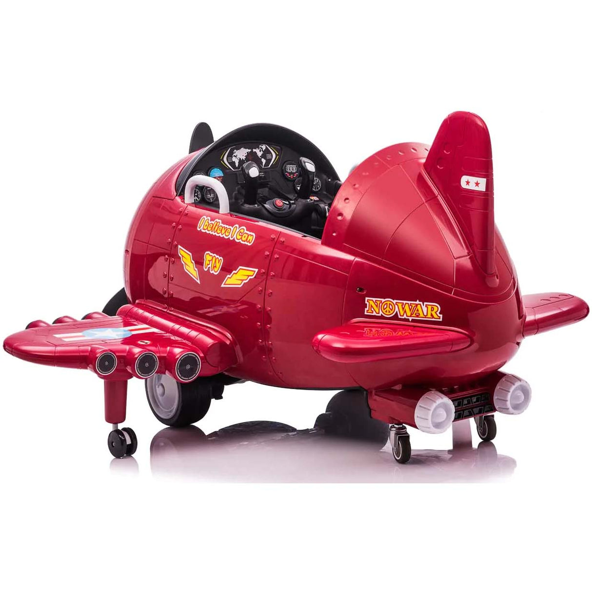 Ricco 360 Rotating Kids Electric Ride On Airplane - Red