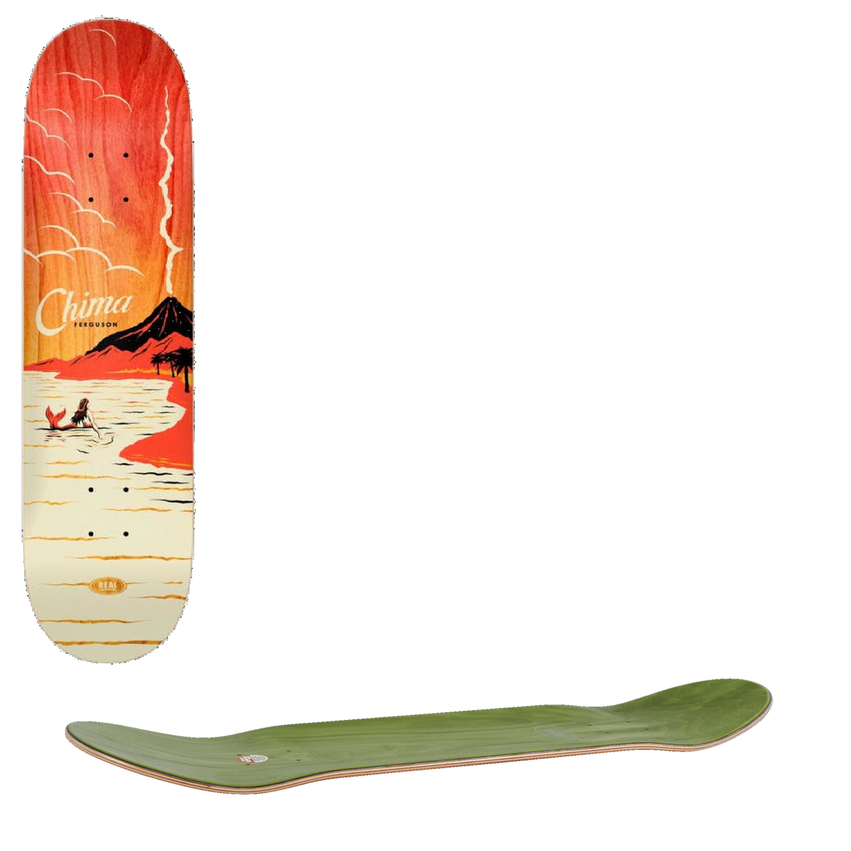 Real Ferguson Hot Spot Skateboard Deck - Orange/White 8.06''