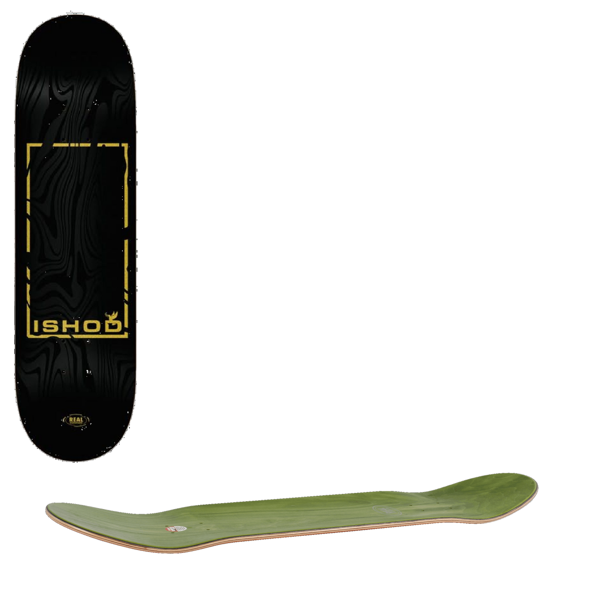 Real Ishod Marble Dove Skateboard Deck - Black 8.12''