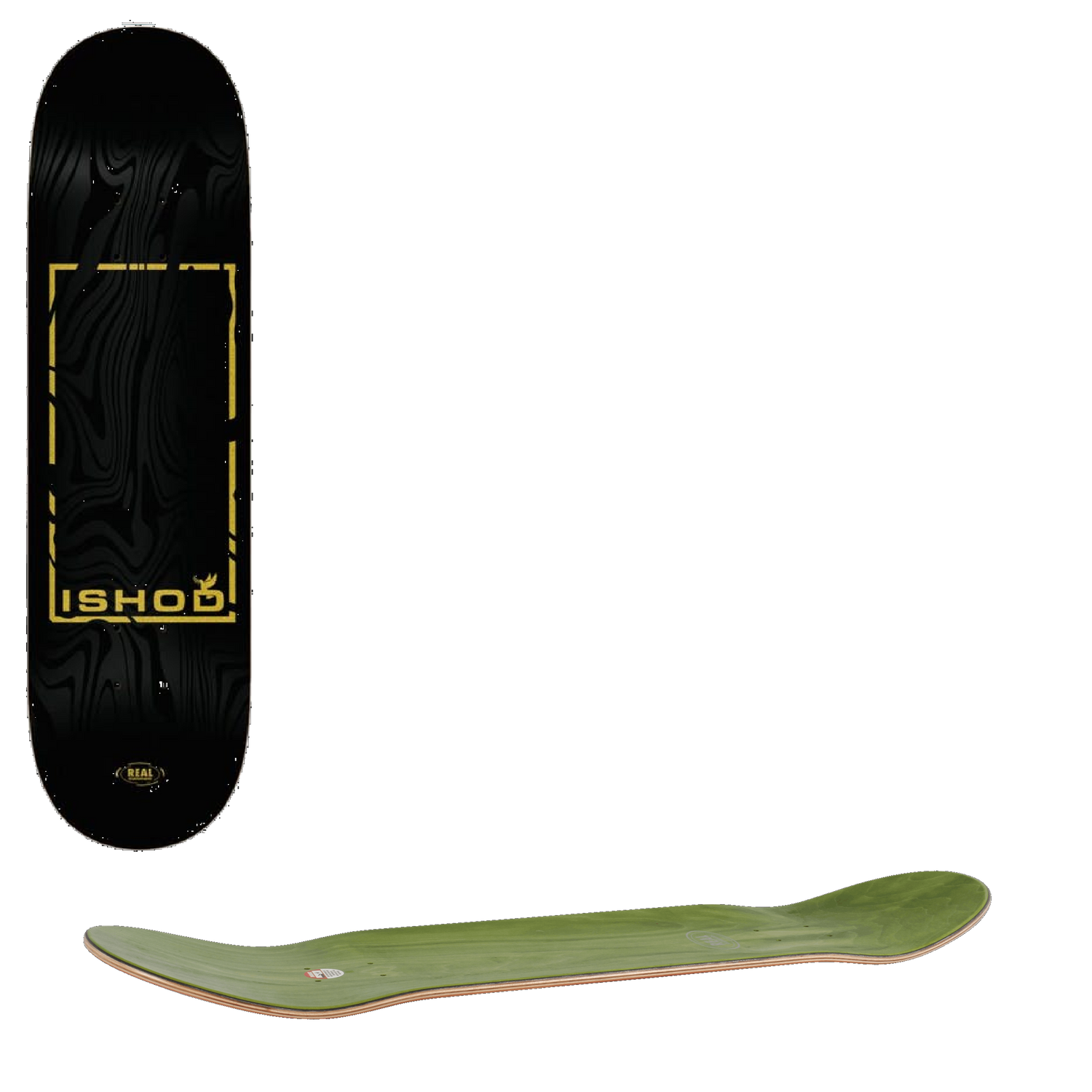 Real Ishod Marble Dove Skateboard Deck - Black 8.12''
