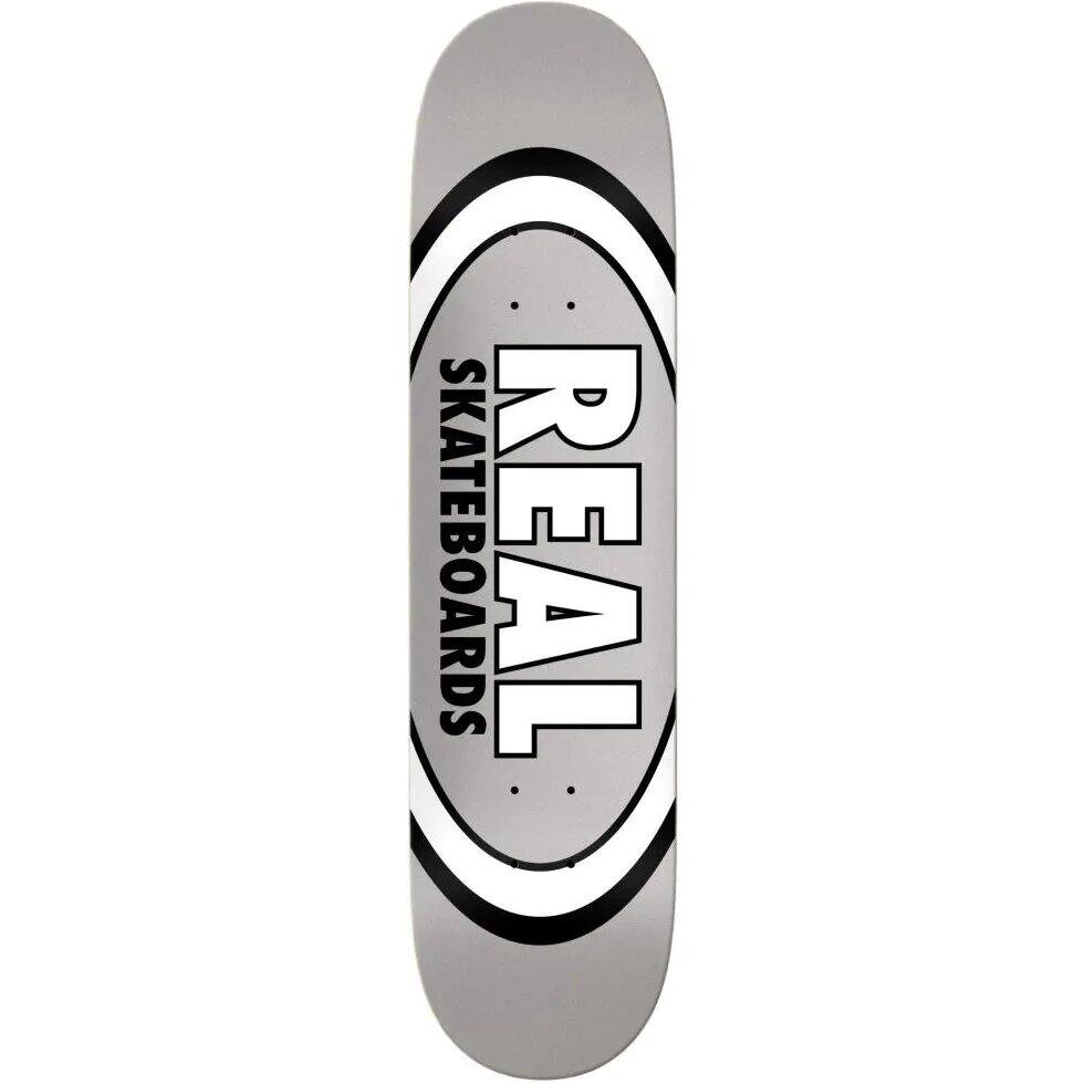 Real Team Classic Oval True Mid Skateboard Deck - Silver 7.75''