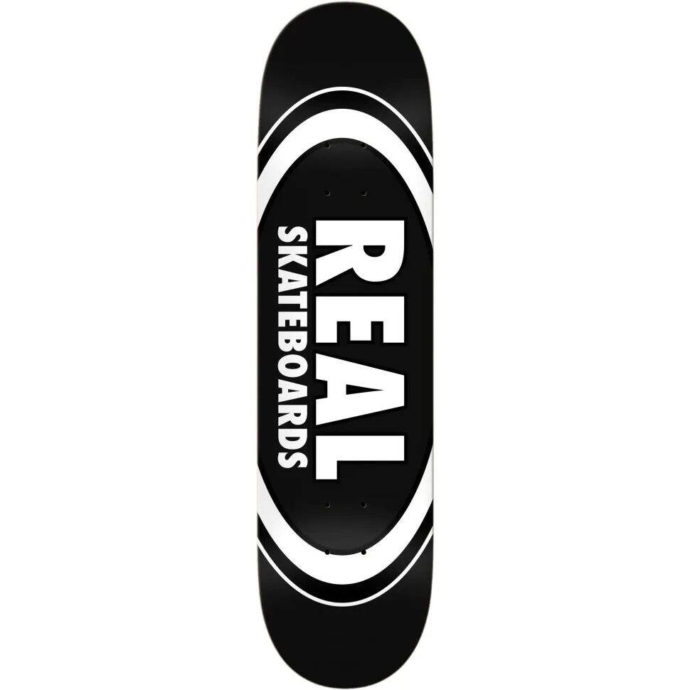 Real Team Classic Oval Skateboard Deck - Black 8.25''