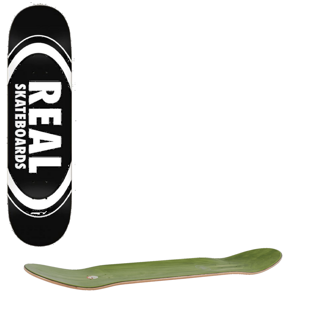 Real Team Classic Oval Skateboard Deck - Black 8.25''