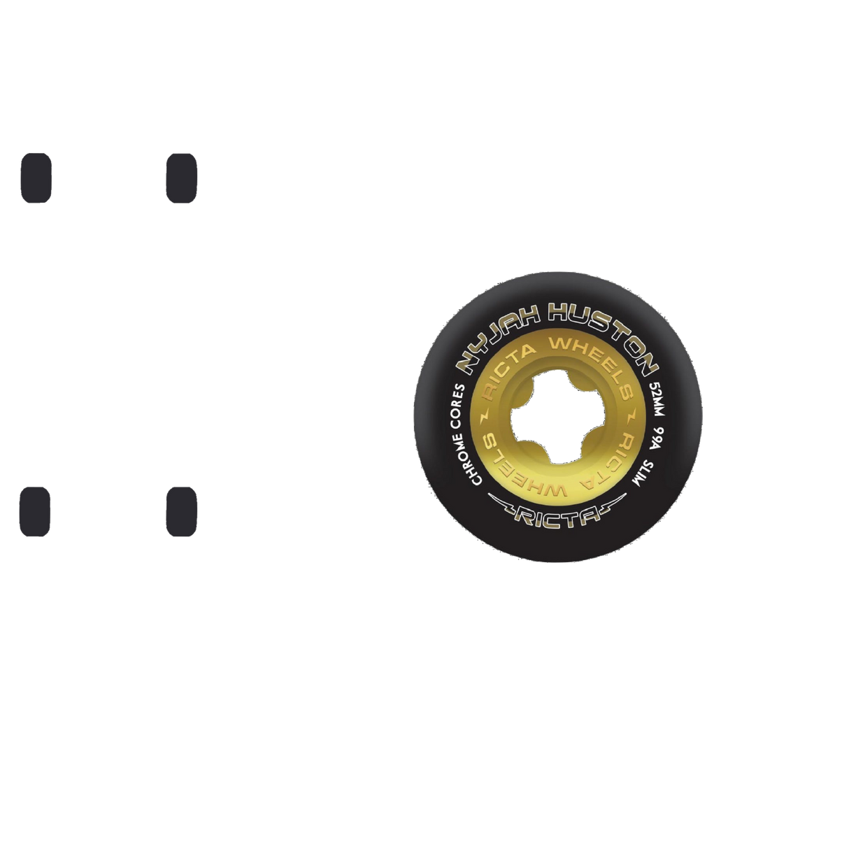 Ricta Nyjah Huston Chrome Core Slim 99a Skateboard Wheels - Black/Gold 52mm (Pack of 4)
