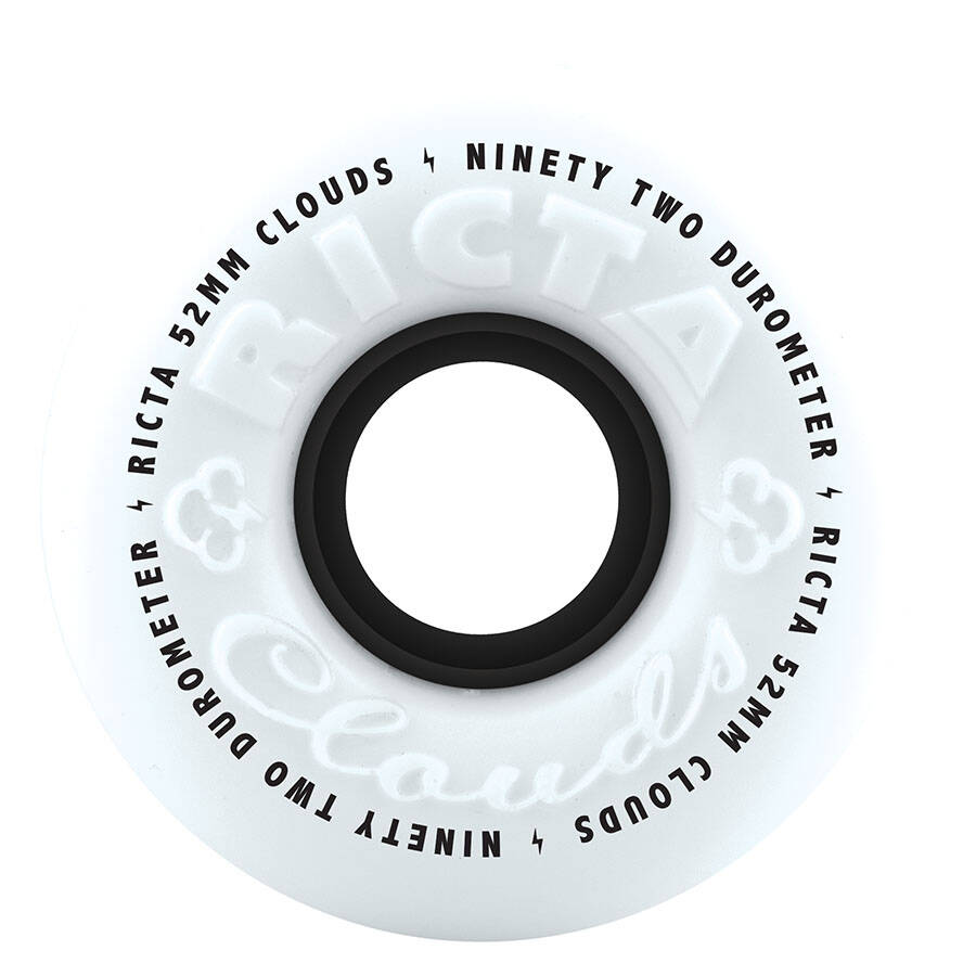 Ricta Clouds 92a Skateboard Wheels - White/Black 52mm