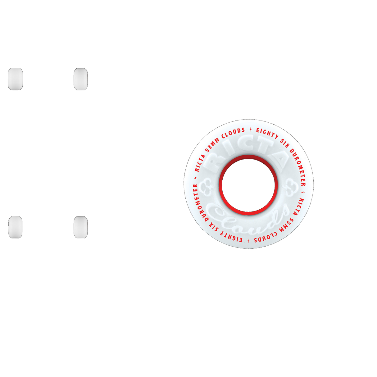Ricta Clouds 86a Skateboard Wheels - White/Red 57mm