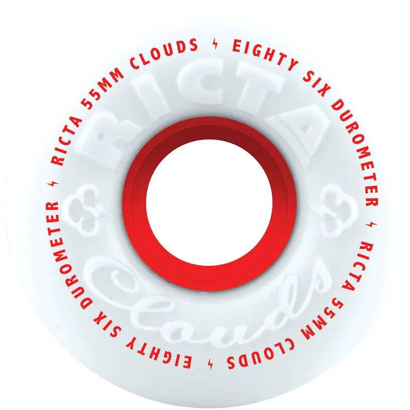 Ricta Clouds Skateboard Wheels - White/Red - 55mm
