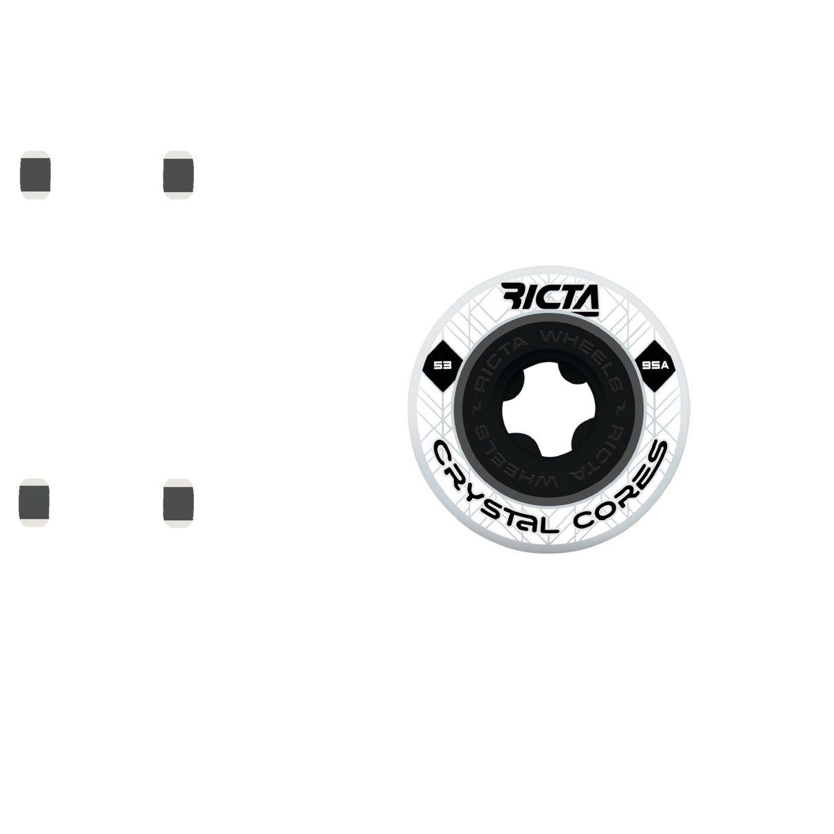 Ricta Crystal Cores 95a Skateboard Wheels - White 53mm