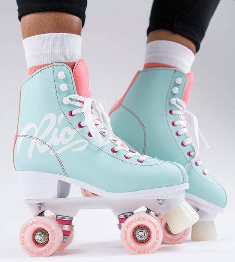 Rio Roller Script Quad Roller Skates - Teal/Coral