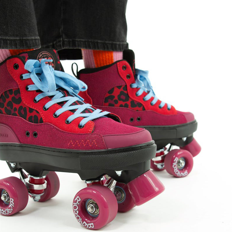Rio Roller Beats Quad Roller Skates - Red/Leopard