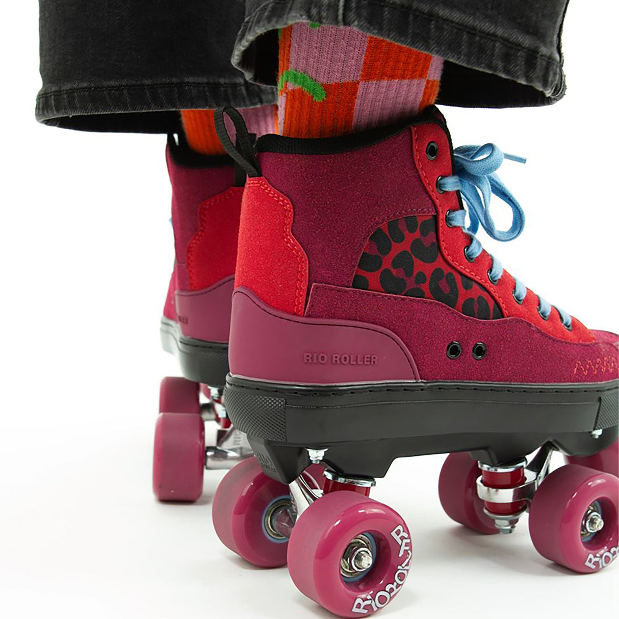 Rio Roller Beats Quad Roller Skates - Red/Leopard