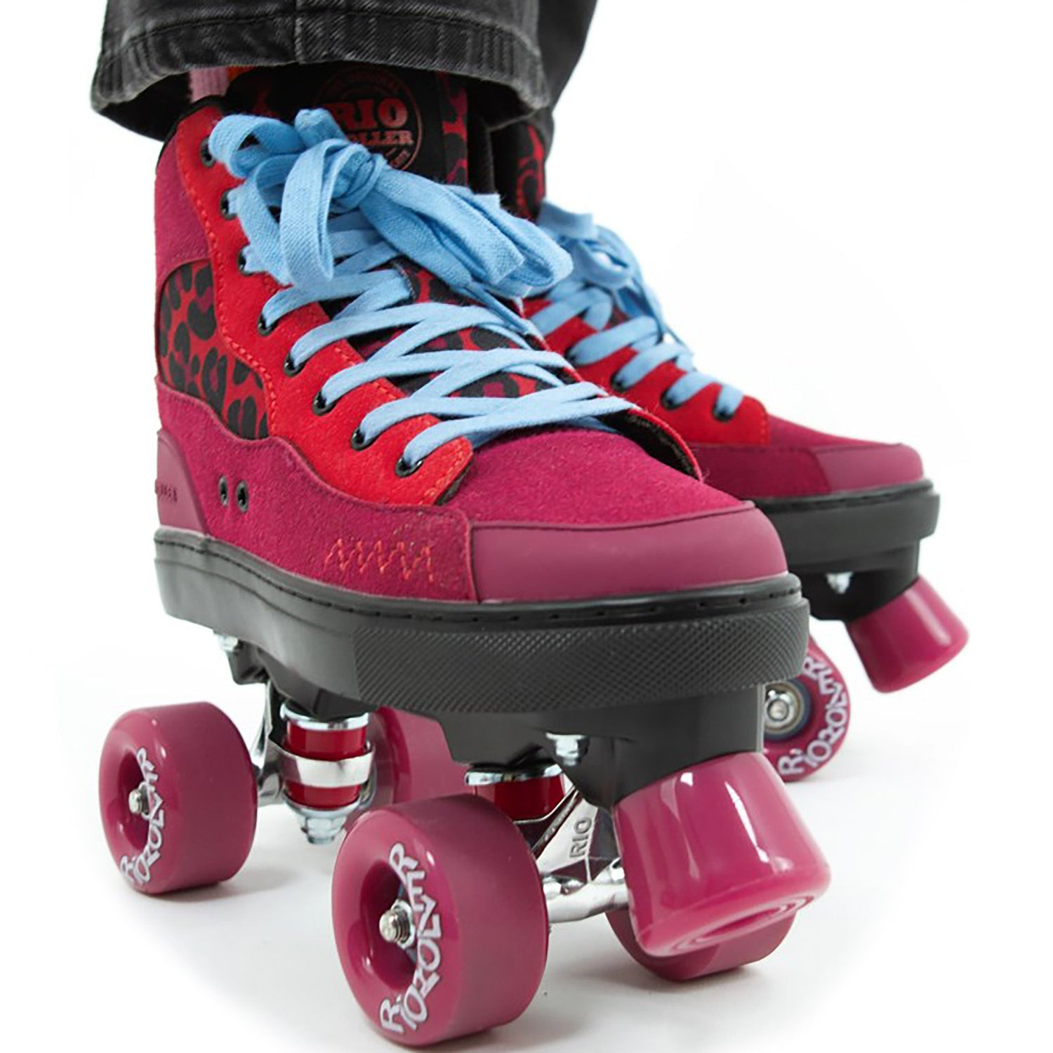 Rio Roller Beats Quad Roller Skates - Red/Leopard