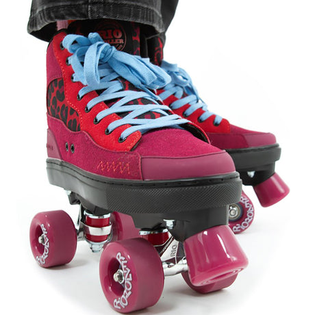 Rio Roller Beats Quad Roller Skates - Red/Leopard