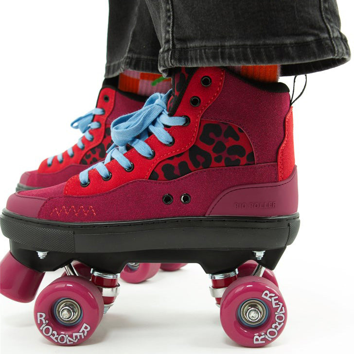 Rio Roller Beats Quad Roller Skates - Red/Leopard