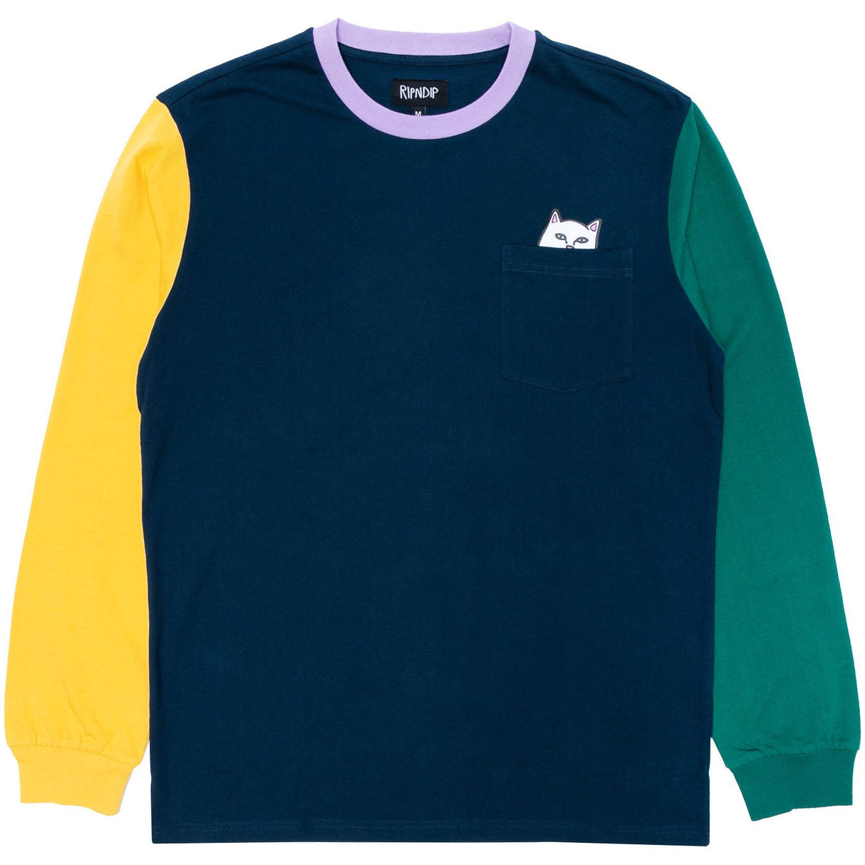 RIPNDIP Lord Nermal Colour Block Long Sleeve T Shirt - Multi LRG