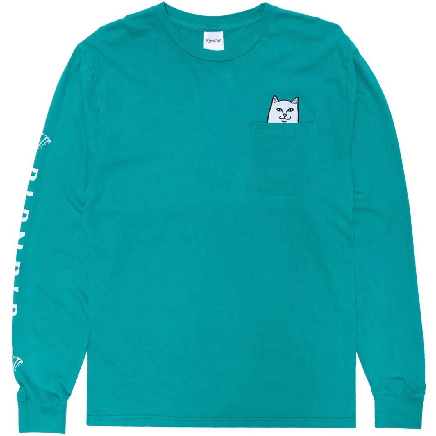 RIPNDIP Lord Nermal Pocket Long Sleeve T Shirt - Teal