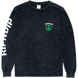 RIPNDIP Peace No Love Long Sleeve T Shirt - Black Mineral Wash