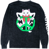 RIPNDIP Peace No Love Long Sleeve T Shirt - Black Mineral Wash