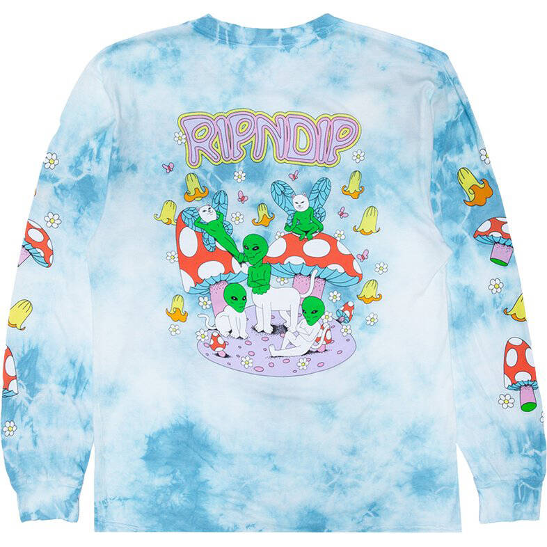 RIPNDIP Best Wishes LS T Shirt - Blue Lightning Wash