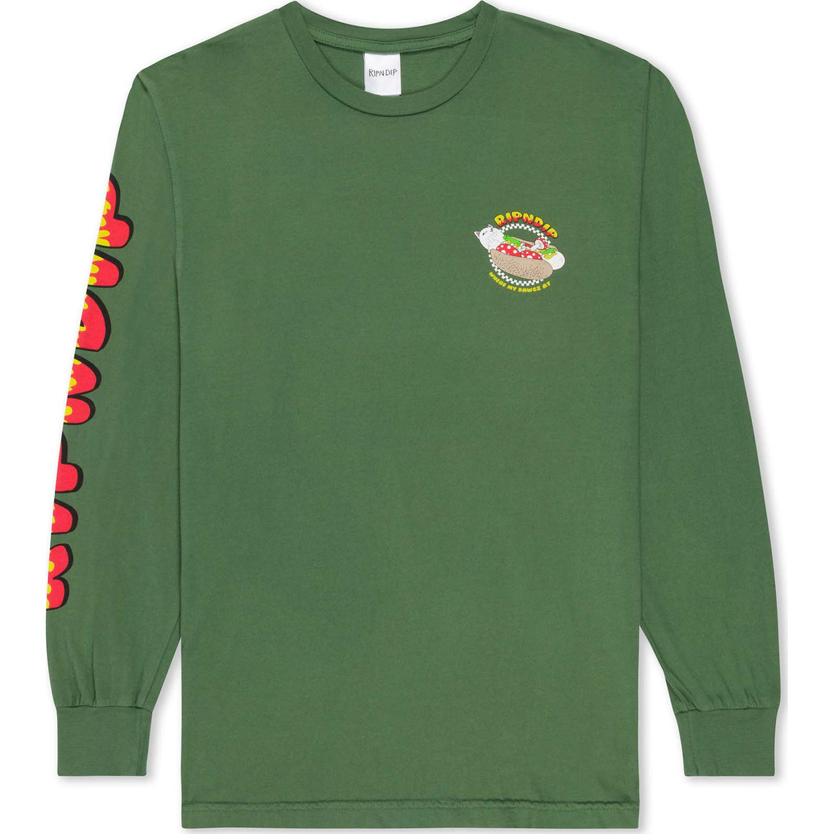 RIPNDIP Glizzy Longsleeve T Shirt - Olive