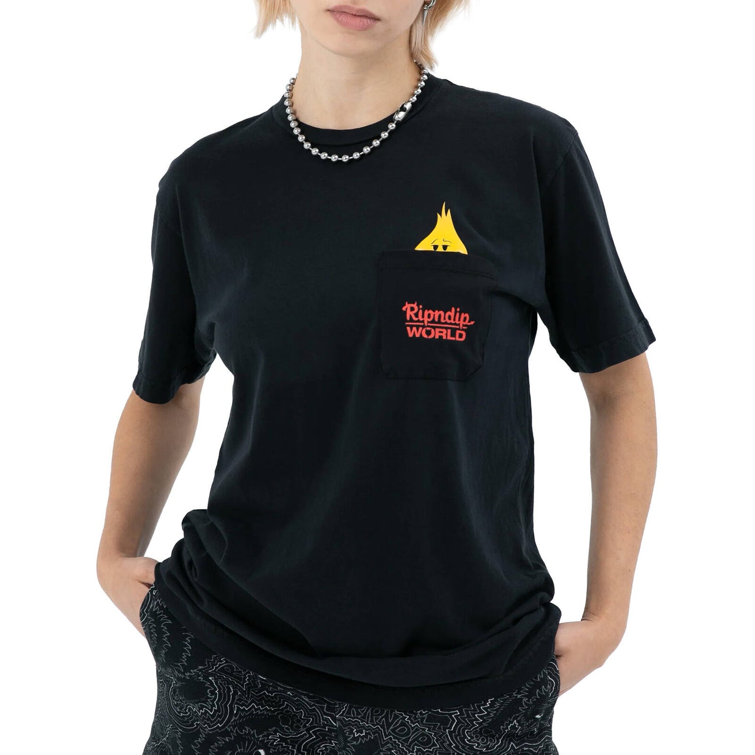 RIPNDIP x World Industries F-U Flameboy Pocket T Shirt - Vintage Black