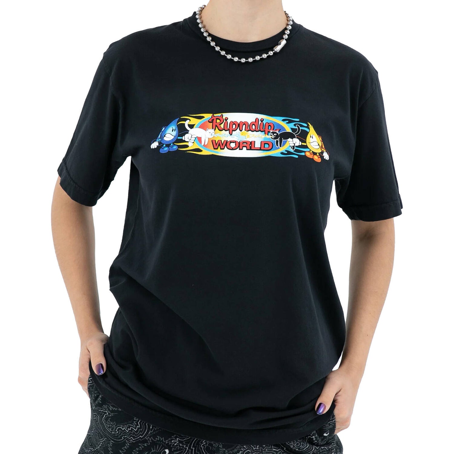 RIPNDIP x World Industries Water Nerm & Flame Jerm T Shirt - Vintage Black