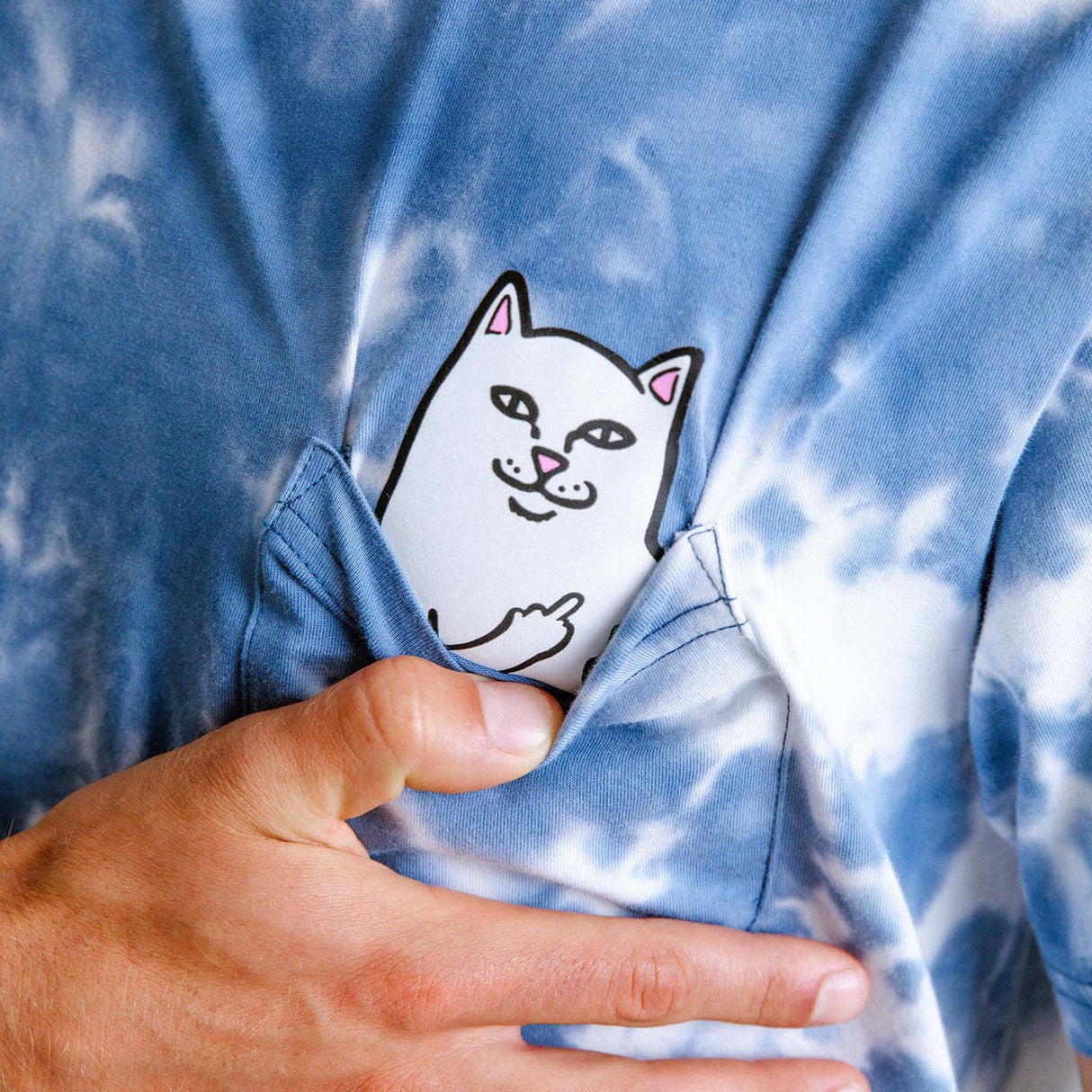 RIPNDIP Lord Nermal Pocket  T Shirt - Slate Lightning Wash