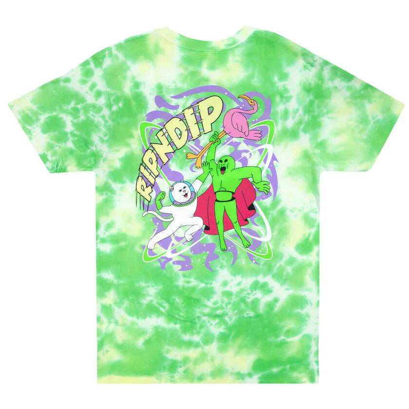 RIPNDIP Astronomic T Shirt - Green Lightning Wash
