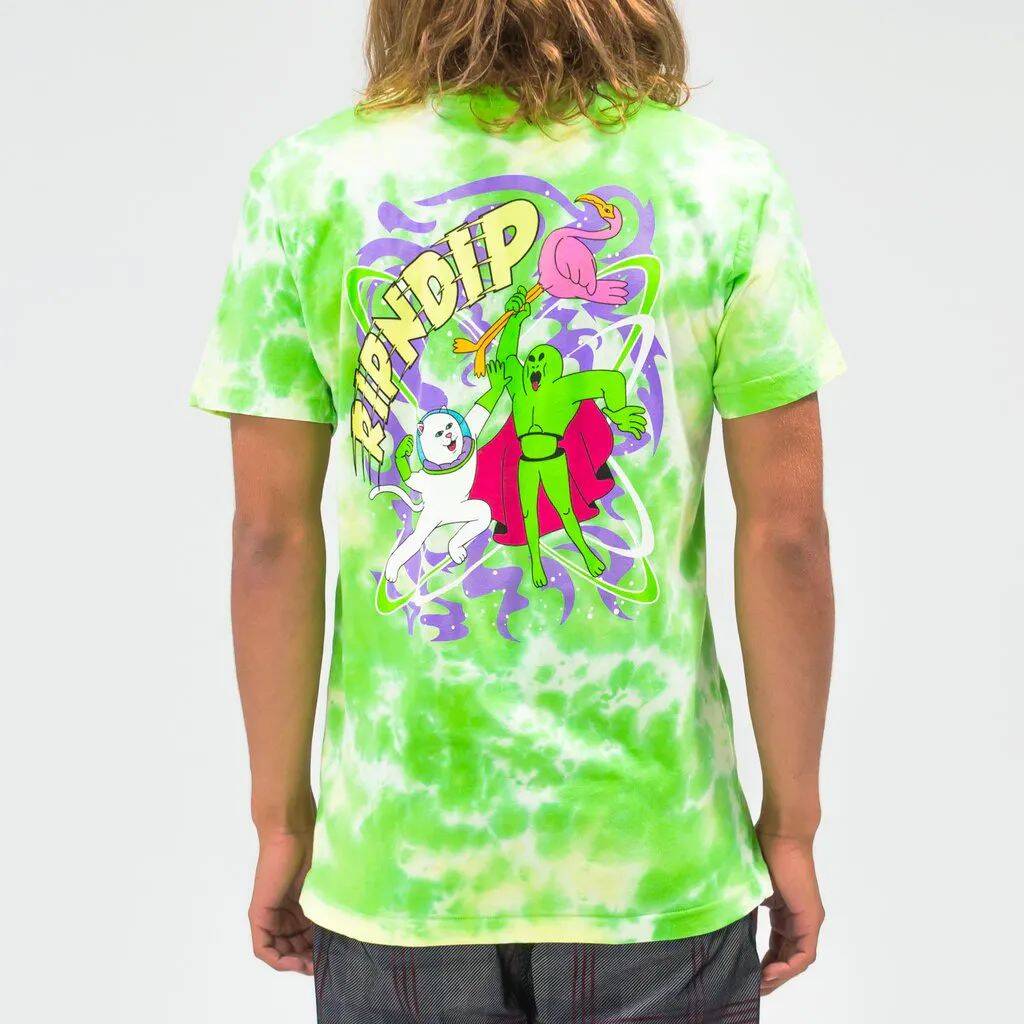 RIPNDIP Astronomic T Shirt - Green Lightning Wash