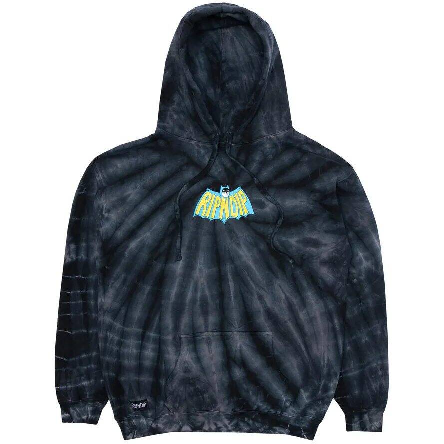 RIPNDIP Catman Hoodie - Black Spiral Tie Dye SML