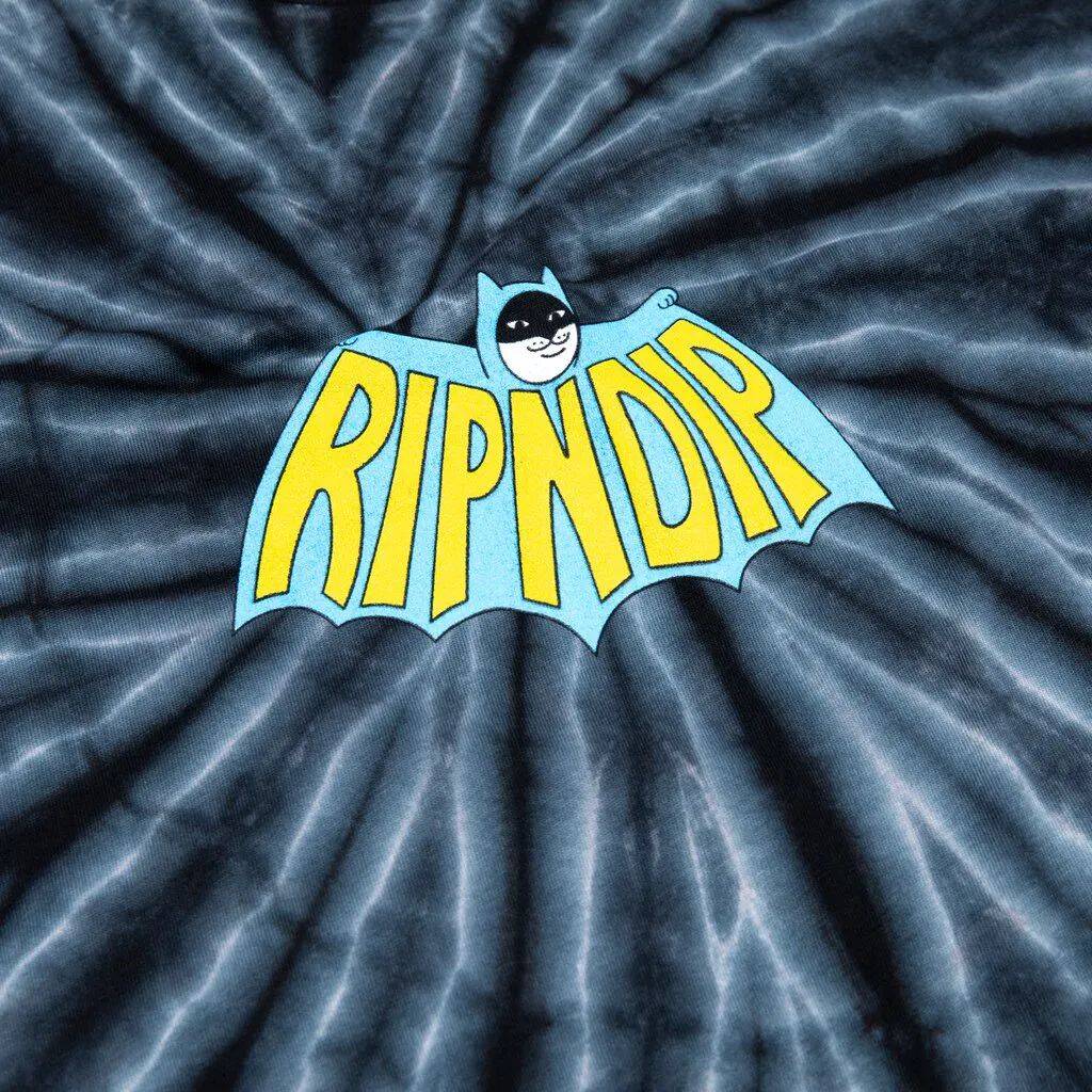RIPNDIP Catman T Shirt - Black Spiral Tie Dye