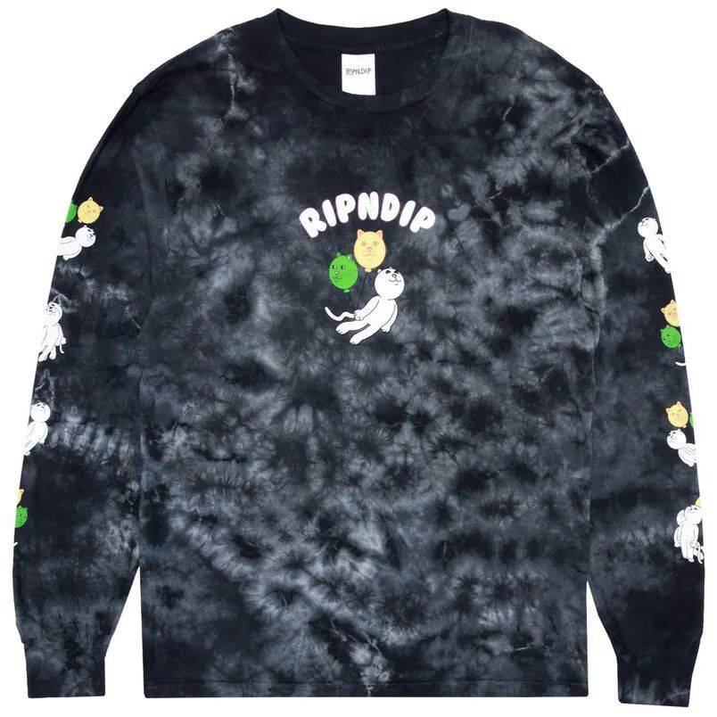 RIPNDIP Drifting Away Long Sleeve T Shirt - Black Lightning Wash