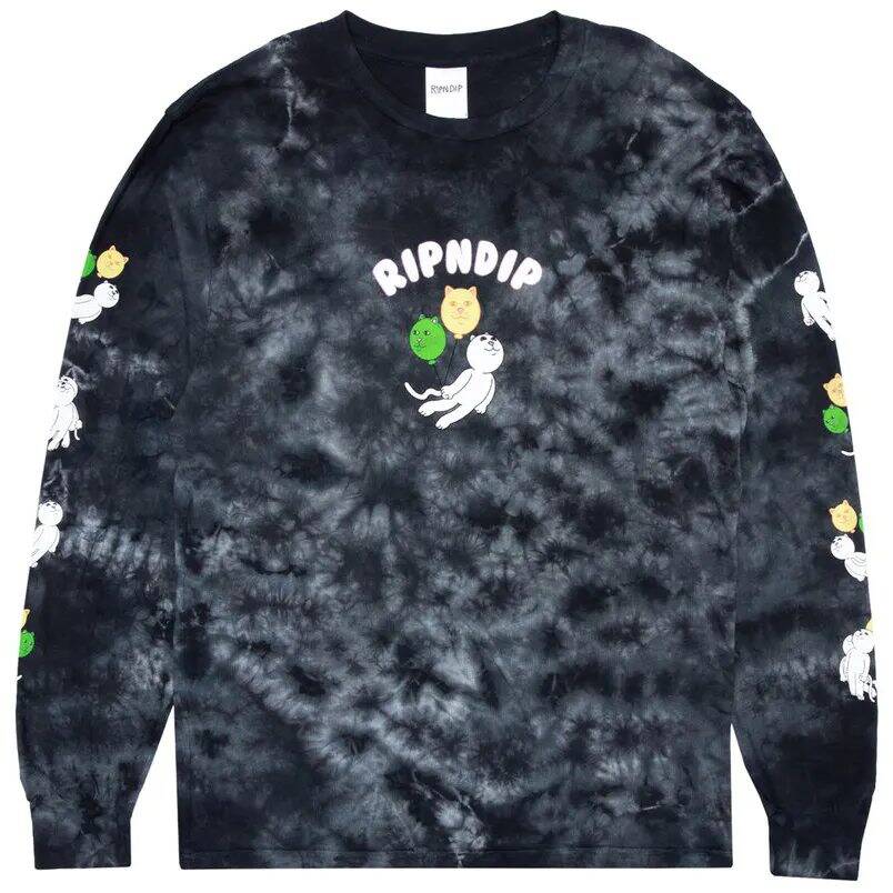 RIPNDIP Drifting Away Long Sleeve T Shirt - Black Lightning Wash MED