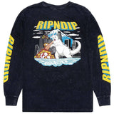 RIPNDIP Nermzilla Long Sleeve T Shirt - Black Mineral Wash