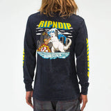 RIPNDIP Nermzilla Long Sleeve T Shirt - Black Mineral Wash
