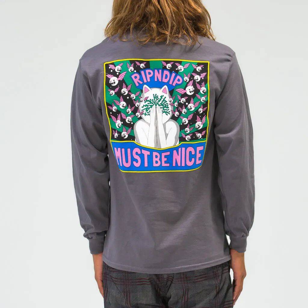 RIPNDIP Overthinking Long Sleeve T Shirt - Charcoal