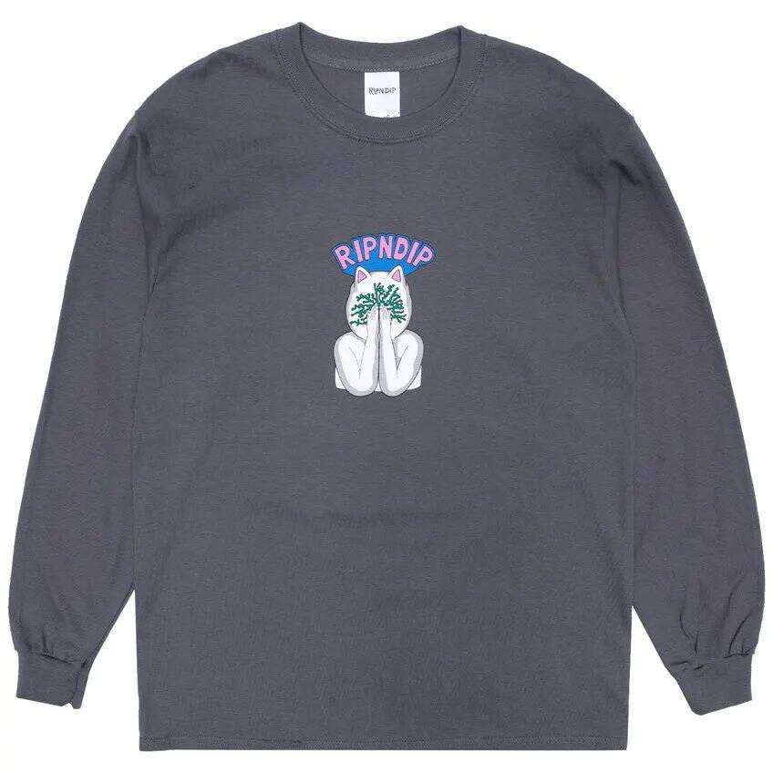 RIPNDIP Overthinking Long Sleeve T Shirt - Charcoal LRG